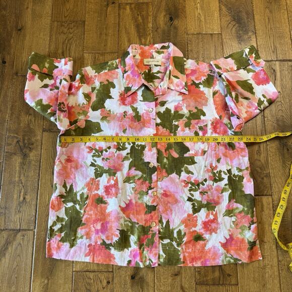 Jones New York Sport 100% Linen Floral Button Down 3/4 Sleeve Blouse Top Sz XL - Picture 6 of 8
